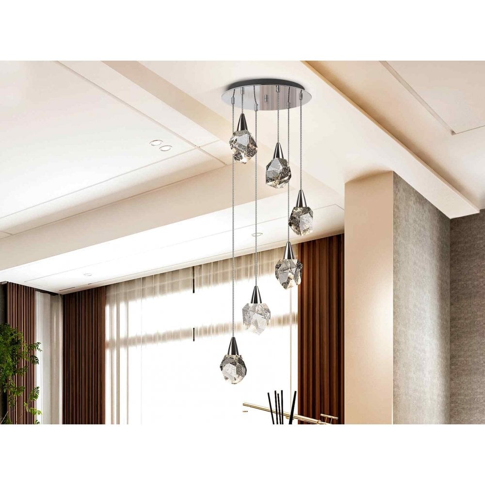 Schuller 157239 Aquaria LED Pendant 6 Light Chrome