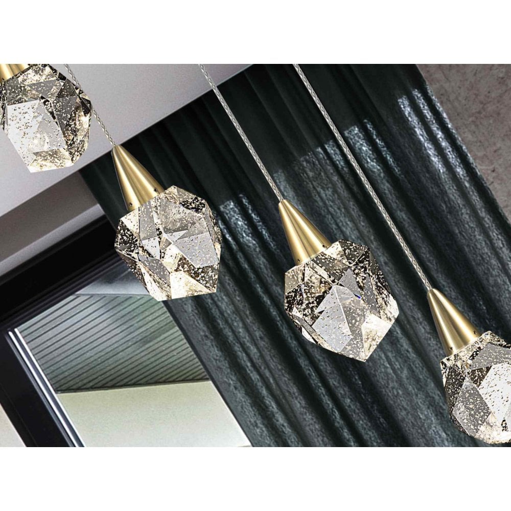 Schuller 157261 Aquaria LED Pendant 6 Light Matt Gold