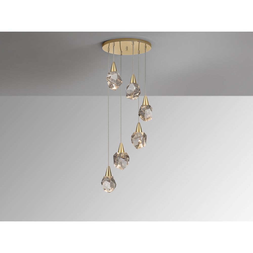 Schuller 157261 Aquaria LED Pendant 6 Light Matt Gold