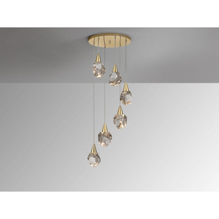 Schuller 157261 Aquaria LED Pendant 6 Light Matt Gold