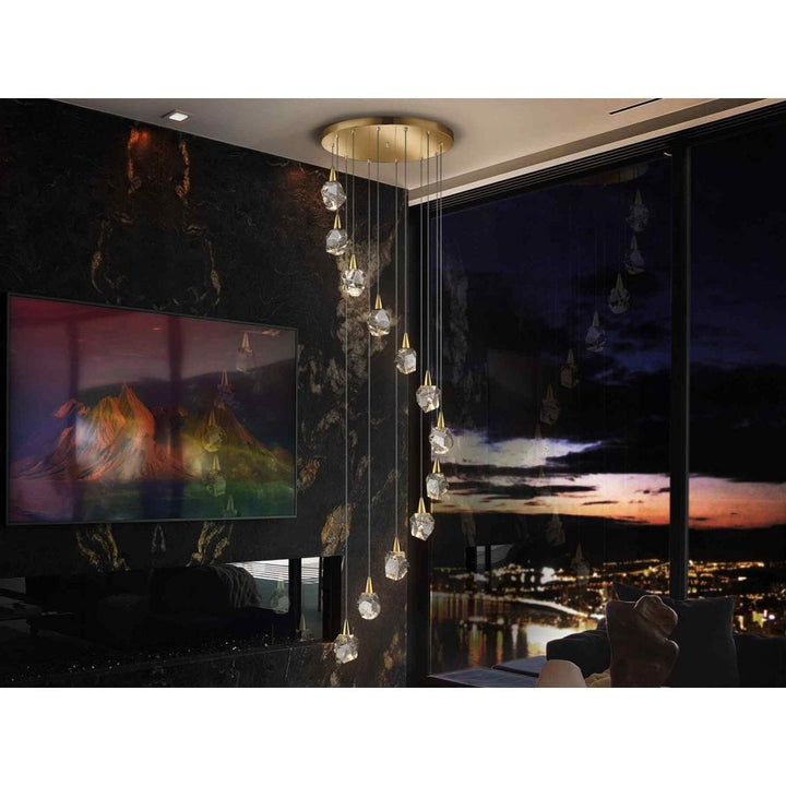 Schuller 157322 Aquaria LED Pendant 12 Light Matt Gold