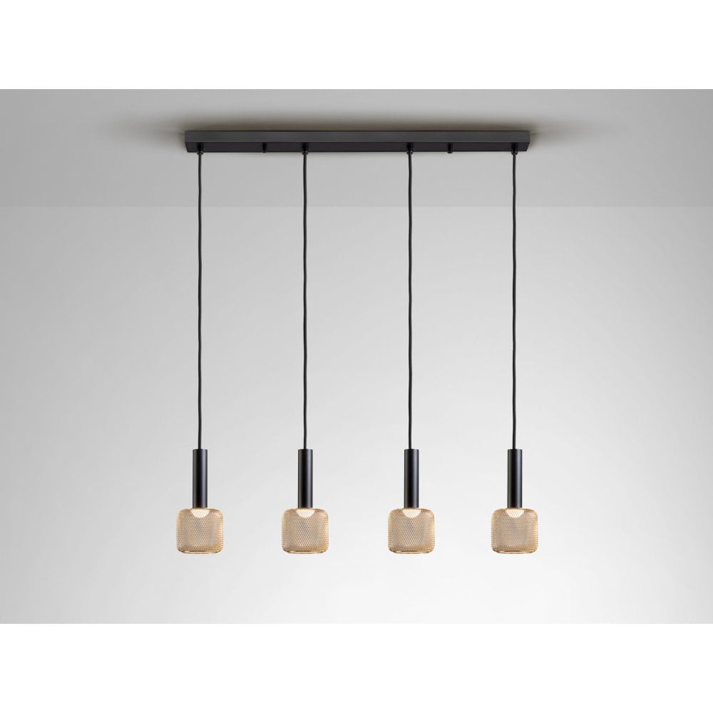 Schuller 175395 Sincro LED Pendant 4 Light Black Gold