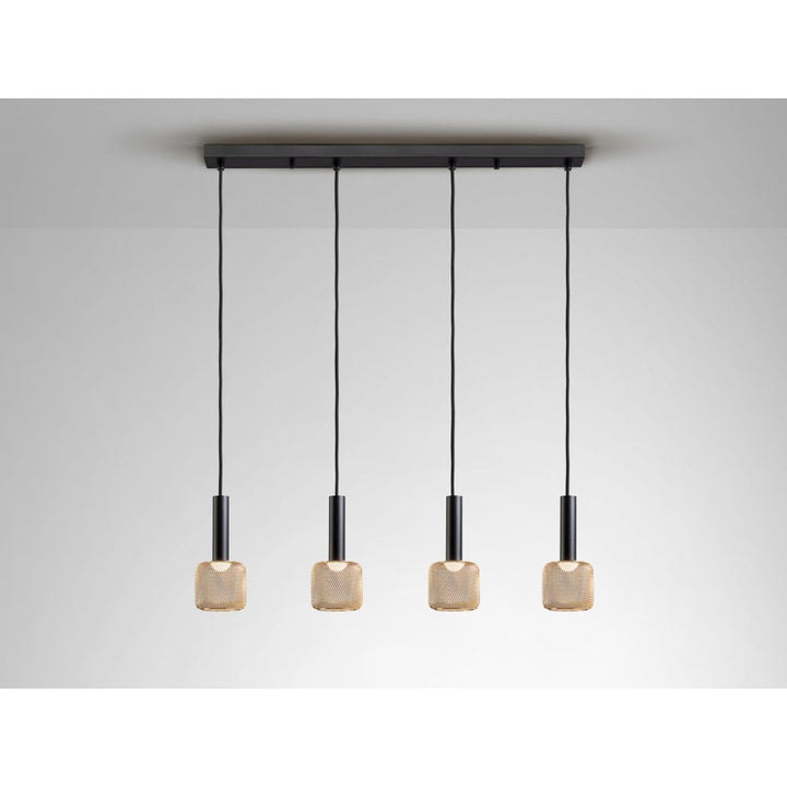 Schuller 175395 Sincro LED Pendant 4 Light Black Gold
