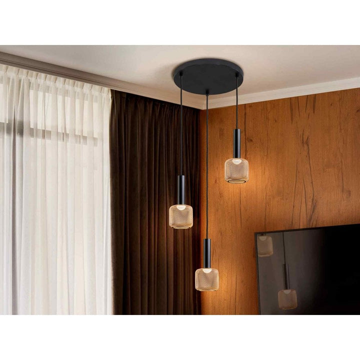 Schuller 175470 Sincro LED Pendant 3 Light Black/Gold