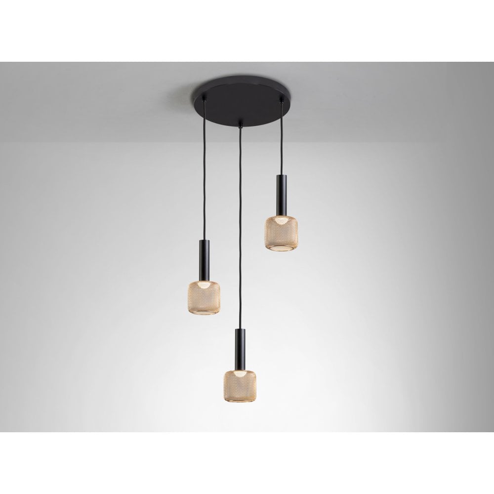 Schuller 175470 Sincro LED Pendant 3 Light Black/Gold