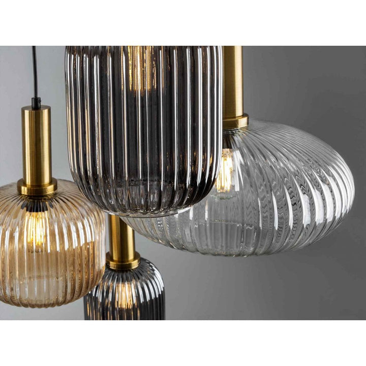 Schuller 225168 | Norma Pendant | 4 Light with Mixed Glass Shades in Black/Brass