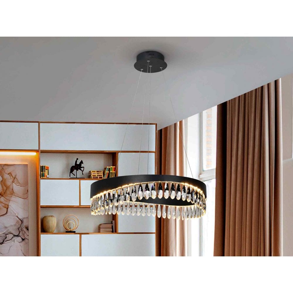 Schuller 294720 Selene LED Pendant Black Crystal