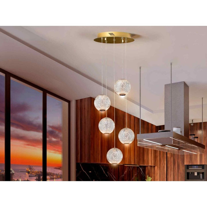 Schuller 354196 Austral LED 5 Light Pendant Golden