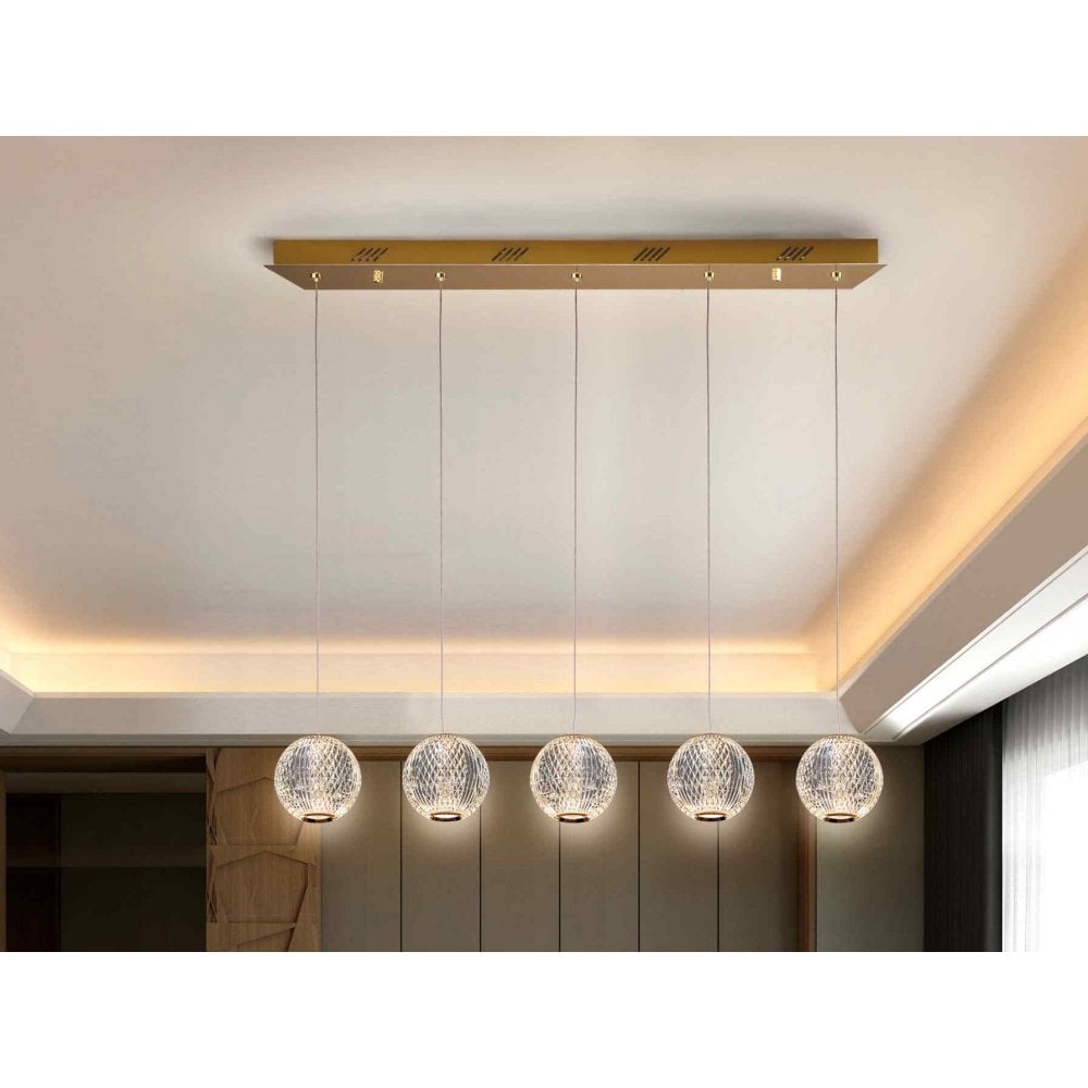 Schuller 354264 Austral LED 5 Light Pendant Golden