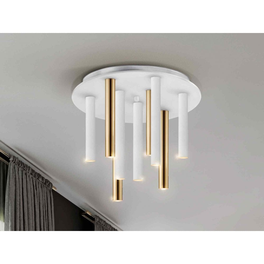 Schuller 374064 Varas LED 9 Light Ceiling Light Gold/White