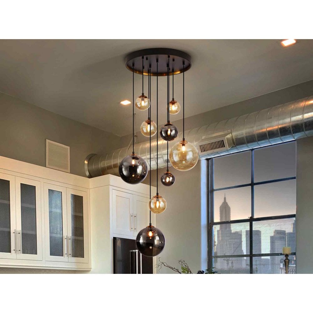 Schuller 439176 Dark 9 Light Pendant Black/Brass
