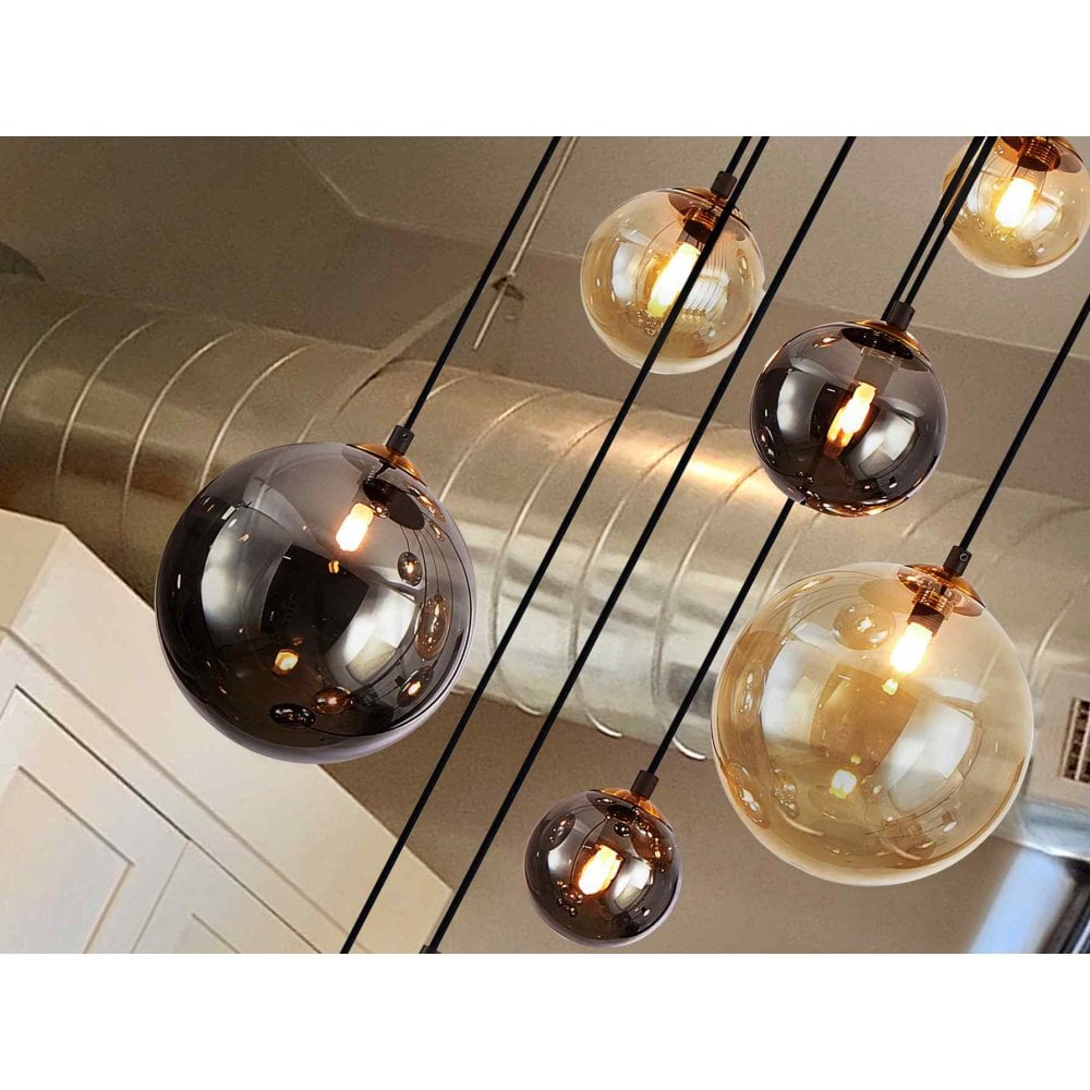 Schuller 439176 Dark 9 Light Pendant Black/Brass