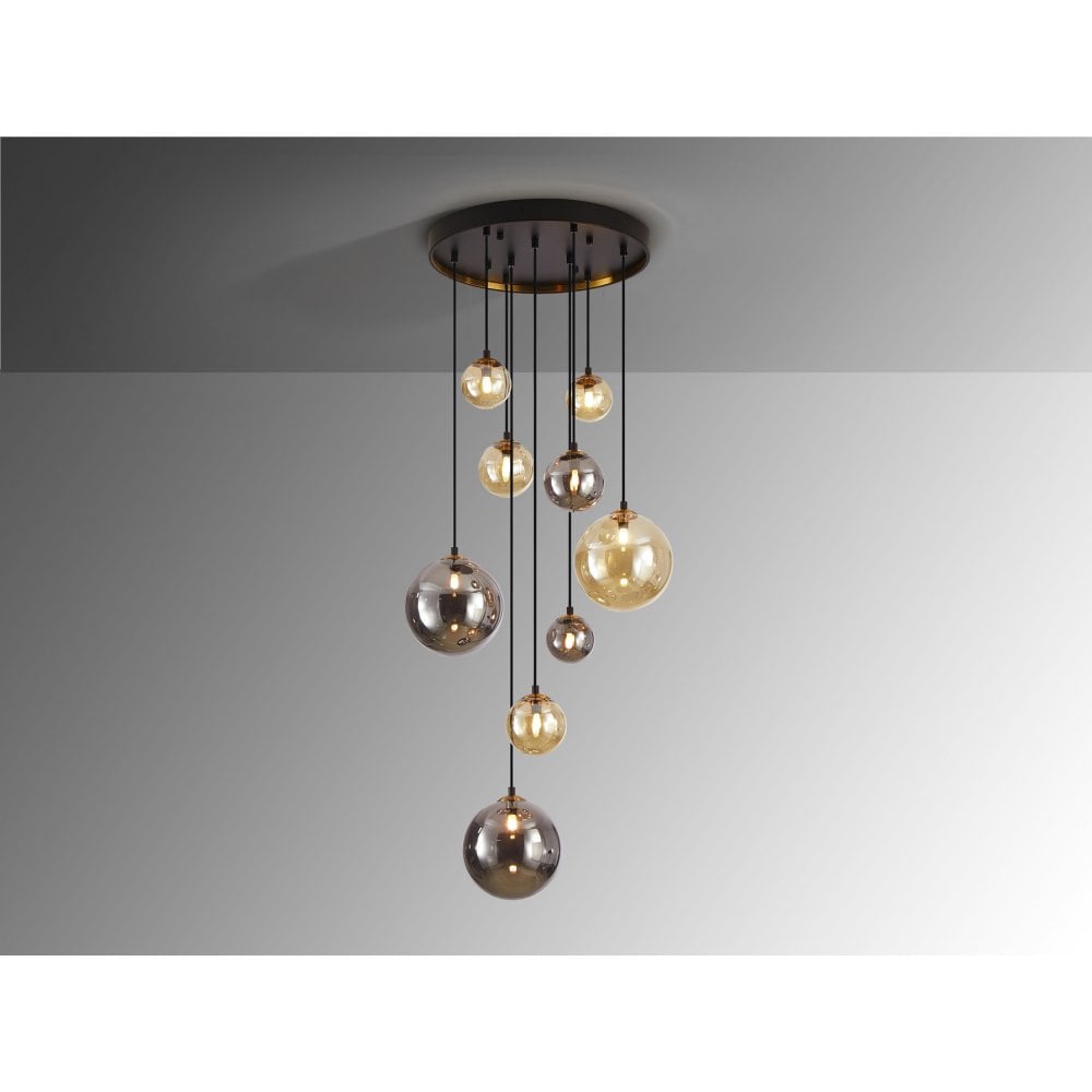 Schuller 439176 Dark 9 Light Pendant Black/Brass