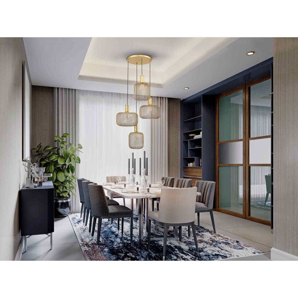 Schuller 910460 Osiris Round 4 Light Pendant Gold