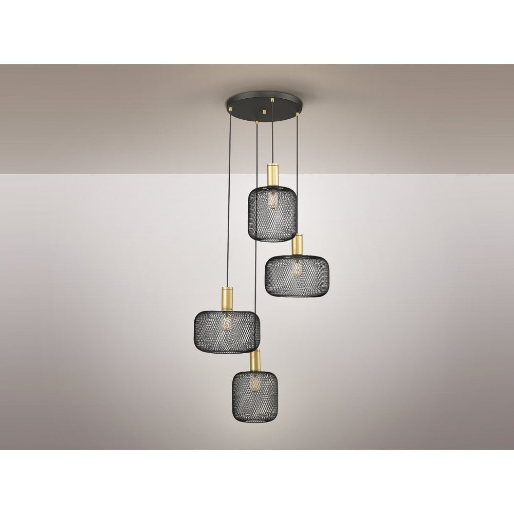 Schuller 910477 Osiris 4 Light Pendant Gold Black