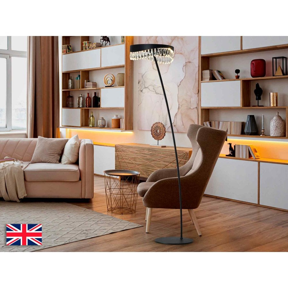 Schuller 294867UK Selene LED Floor Lamp Black Glass