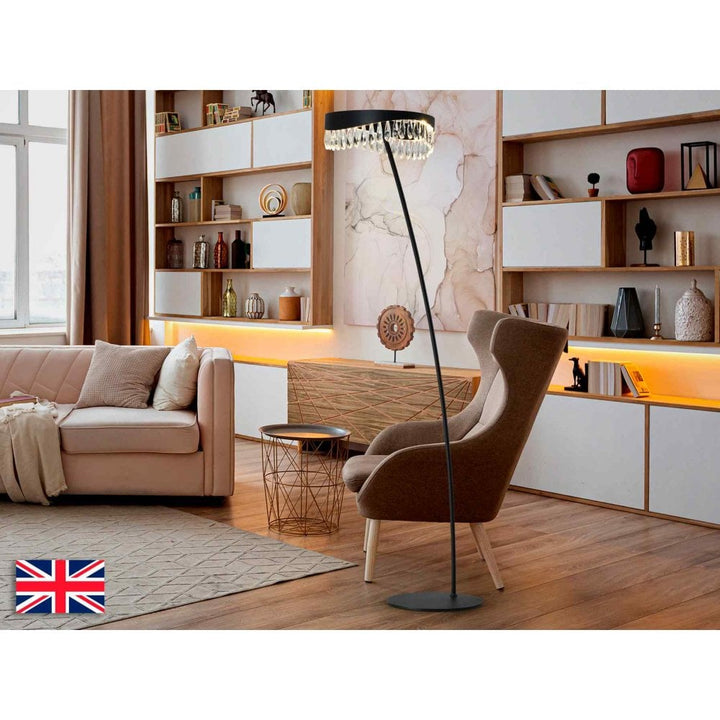 Schuller 294867UK Selene LED Floor Lamp Black Glass