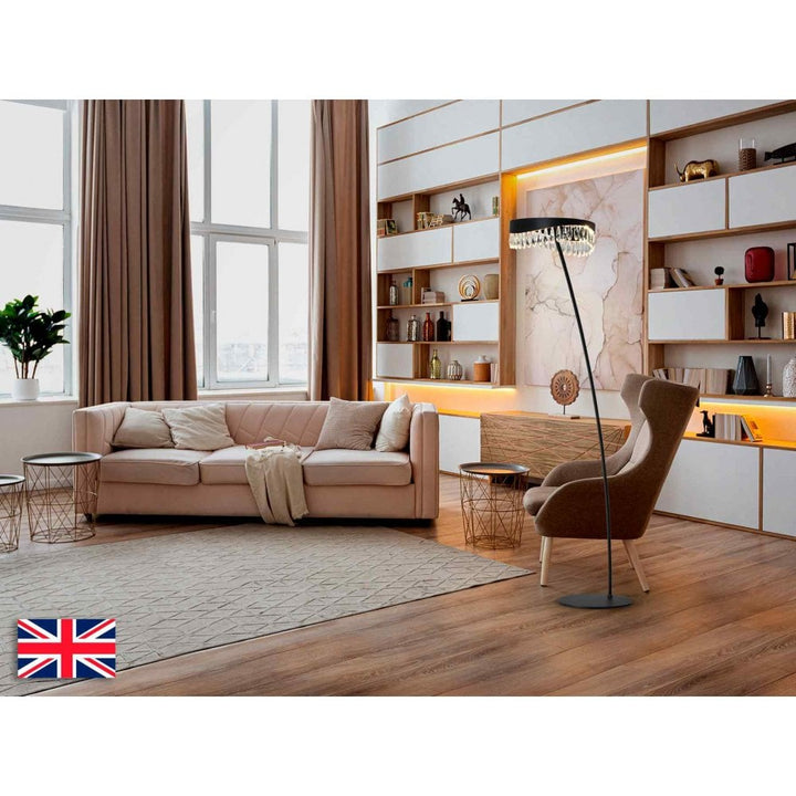Schuller 294867UK Selene LED Floor Lamp Black Glass
