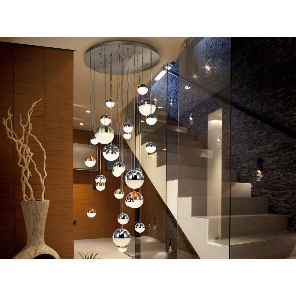 Schuller 793960K Sphere LED Pendant 27 Light Dimmable Chrome Brass Copper