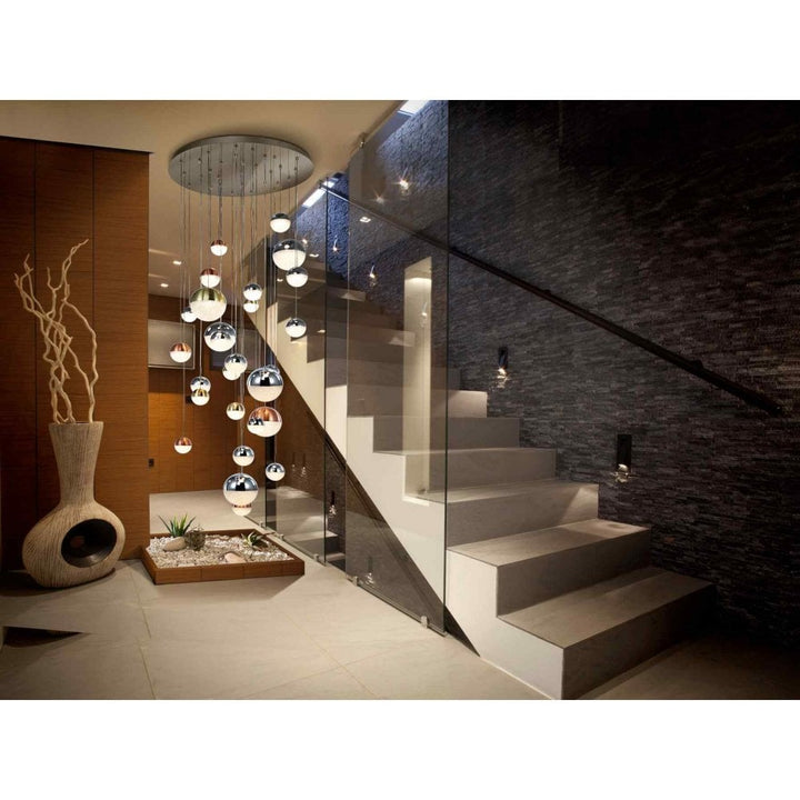 Schuller 793960K Sphere LED Pendant 27 Light Dimmable Chrome Brass Copper