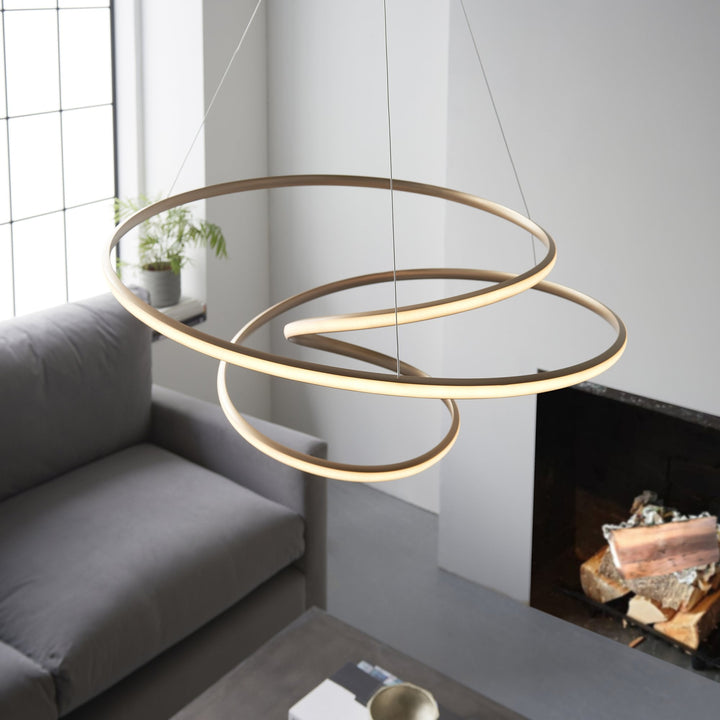 Endon 97639 | 1 Light LED Pendant | Satin Gold Paint & White Silicone