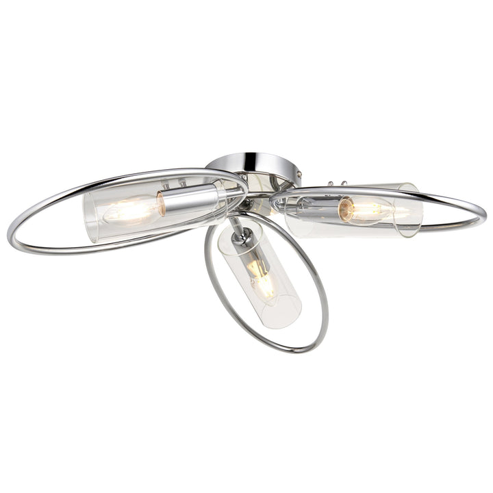 Endon 96833 Amari 3 Light Semi Flush Ceiling Light Chrome Plate & Clear Glass