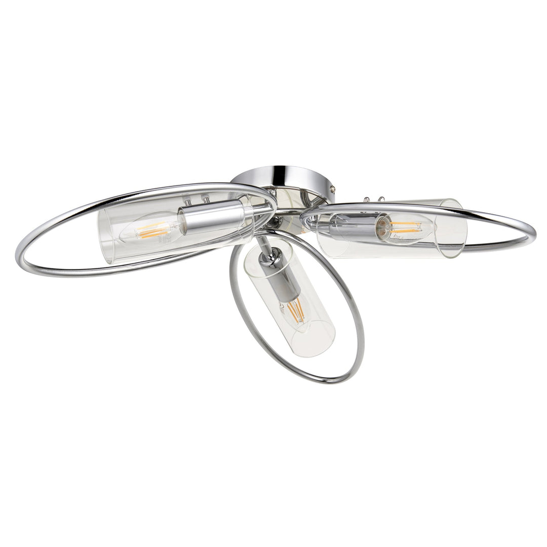 Endon 96833 Amari 3 Light Semi Flush Ceiling Light Chrome Plate & Clear Glass