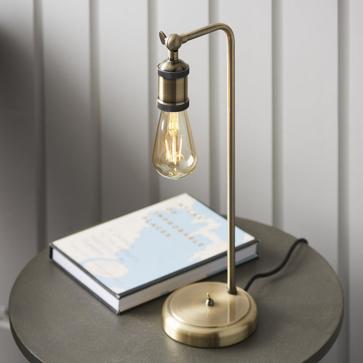 Endon 97246 Hal 1 Light Table Lamp Antique Brass Plate