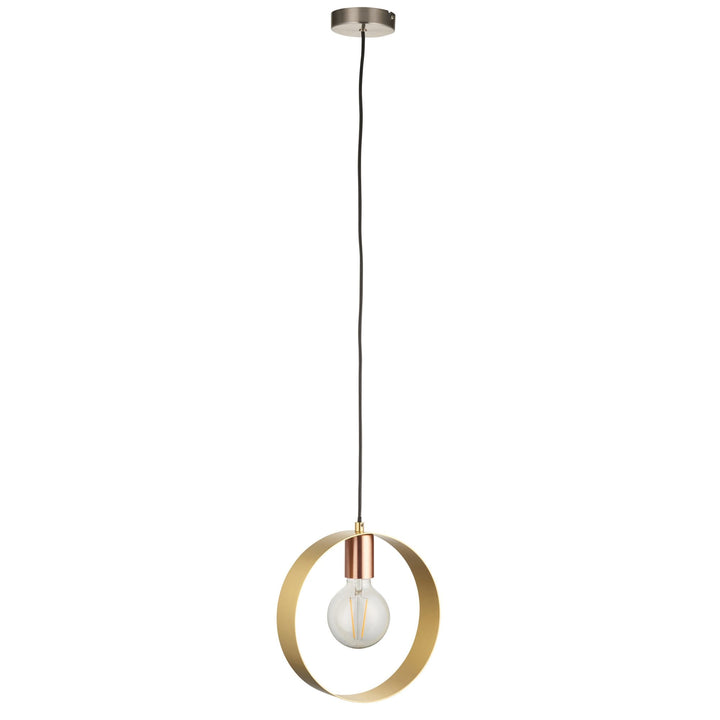 Endon 97664 Hoop 1 Light Pendant Brushed Brass, Nickel & Copper Plate