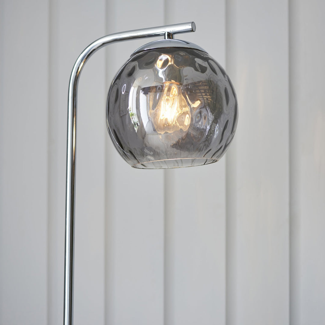Endon 97978 Dimple 1 Light Floor Lamp Chrome Plate & Smoked Mirror Glass