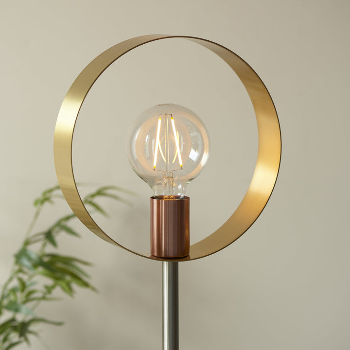 Endon 98095 Hoop 1 Light Floor Lamp Brushed Brass, Nickel & Copper Plate