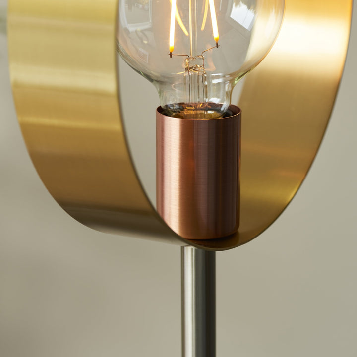 Endon 98095 Hoop 1 Light Floor Lamp Brushed Brass, Nickel & Copper Plate