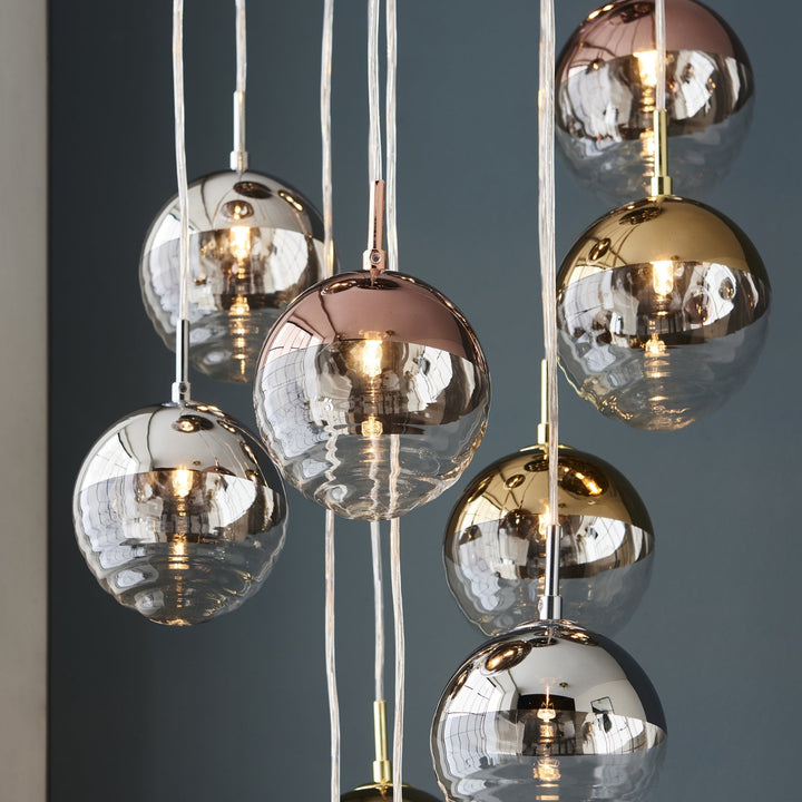 Endon 98115 Paloma 12 Light Pendant Chrome Plate With Chrome, Copper, Gold & Clear Glass