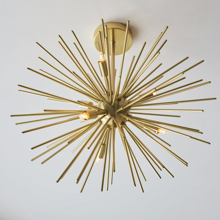 Endon 98126 Orta 6 Light Semi Flush Ceiling Light Satin Brass Plate