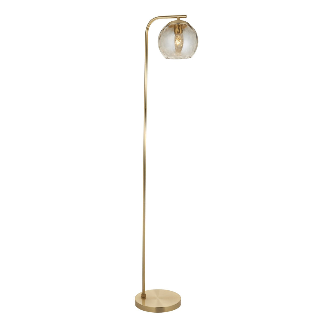 Endon 98271 Dimple 1 Light Floor Lamp Satin Brass Plate & Champagne Lustre Glass