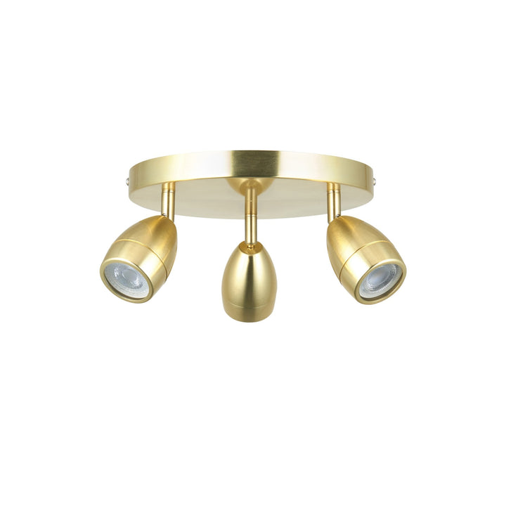 Endon 99769 Porto Bathroom 3 Light Spotlight Satin Brass Plate & Clear Glass