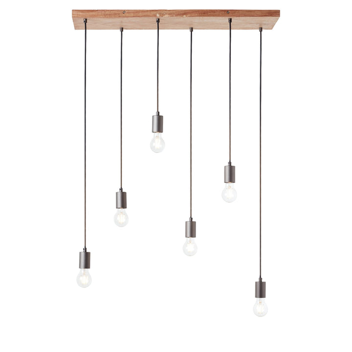 Endon 101684 Stellan 6 Light Pendant Oak Stained Plywood & Anthracite Finish