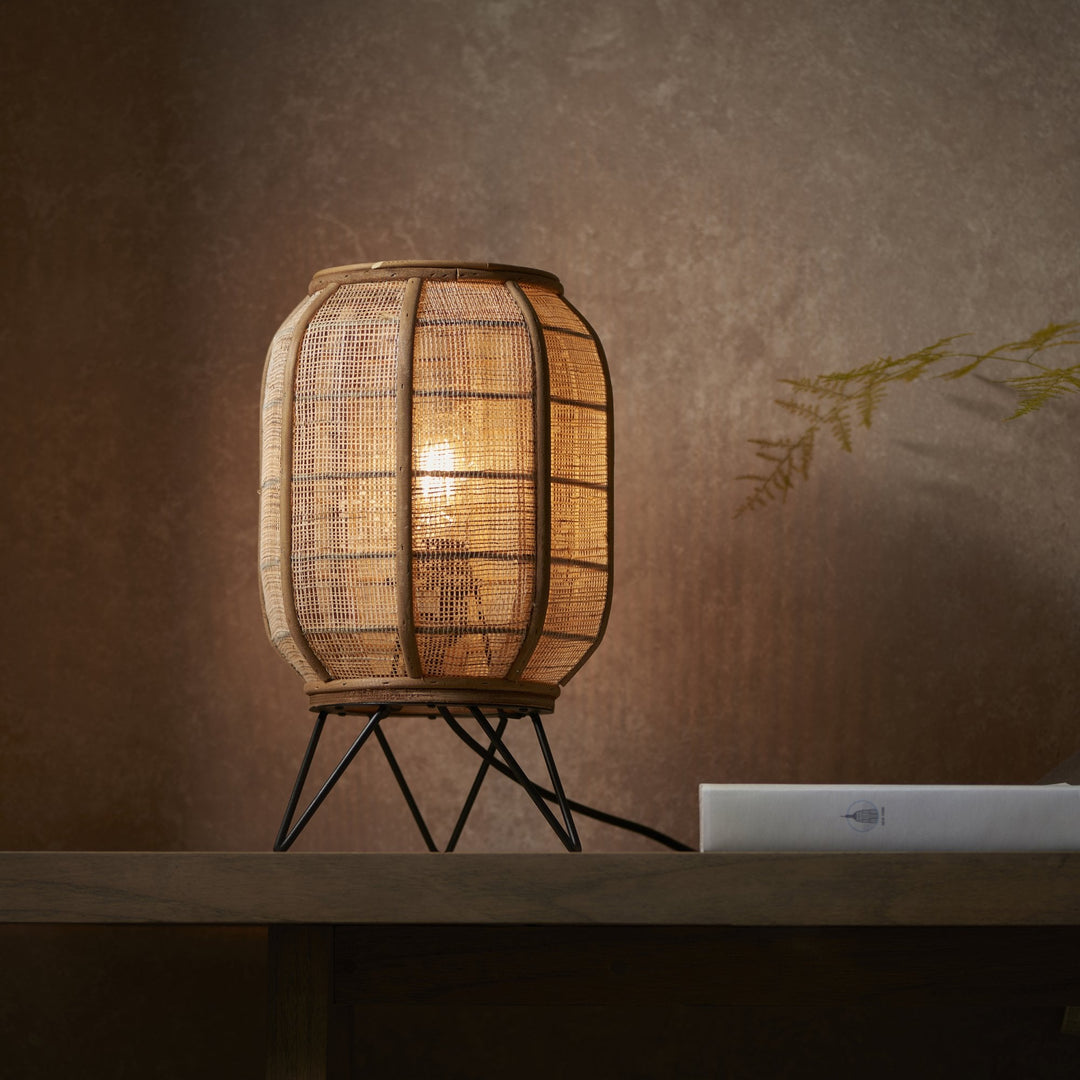 Endon 101686 Zaire 1 Light Table Lamp Natural Linen, Natural Bamboo & Matt Black