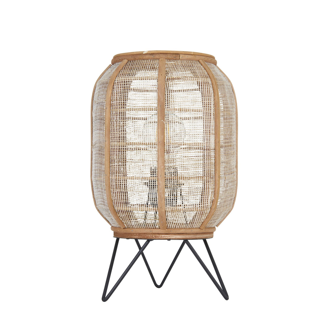 Endon 101686 Zaire 1 Light Table Lamp Natural Linen, Natural Bamboo & Matt Black
