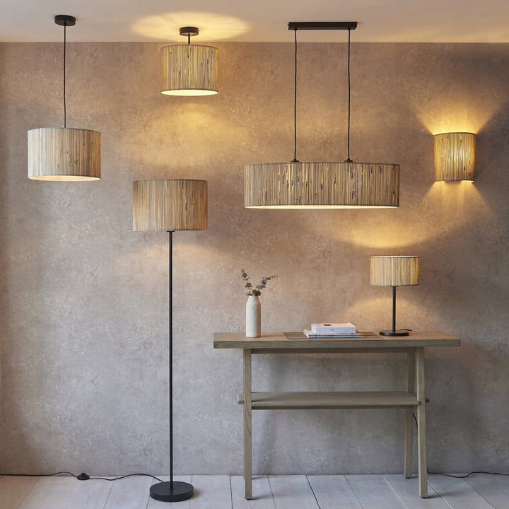 Endon 101691 Longshore 1 Light Pendant Natural Seagrass & Matt Black