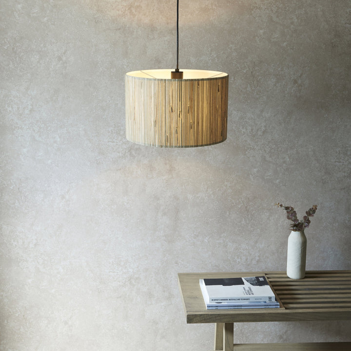 Endon 101691 Longshore 1 Light Pendant Natural Seagrass & Matt Black