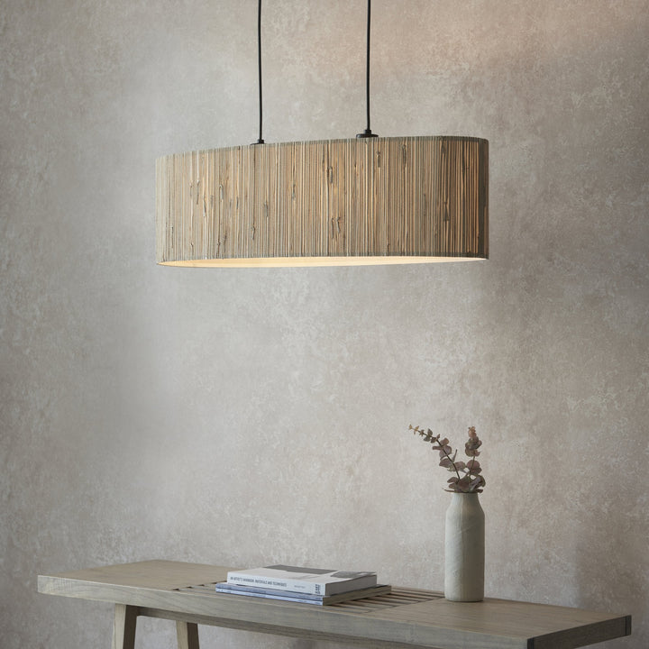 Endon 101692 Longshore 2 Light Pendant Natural Seagrass & Matt Black