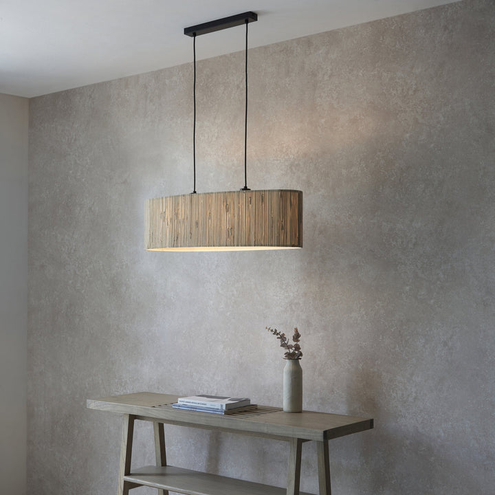 Endon 101692 Longshore 2 Light Pendant Natural Seagrass & Matt Black
