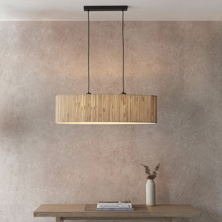 Endon 101692 Longshore 2 Light Pendant Natural Seagrass & Matt Black