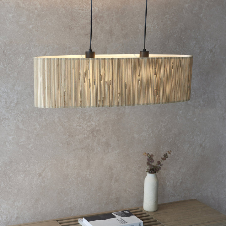 Endon 101692 Longshore 2 Light Pendant Natural Seagrass & Matt Black