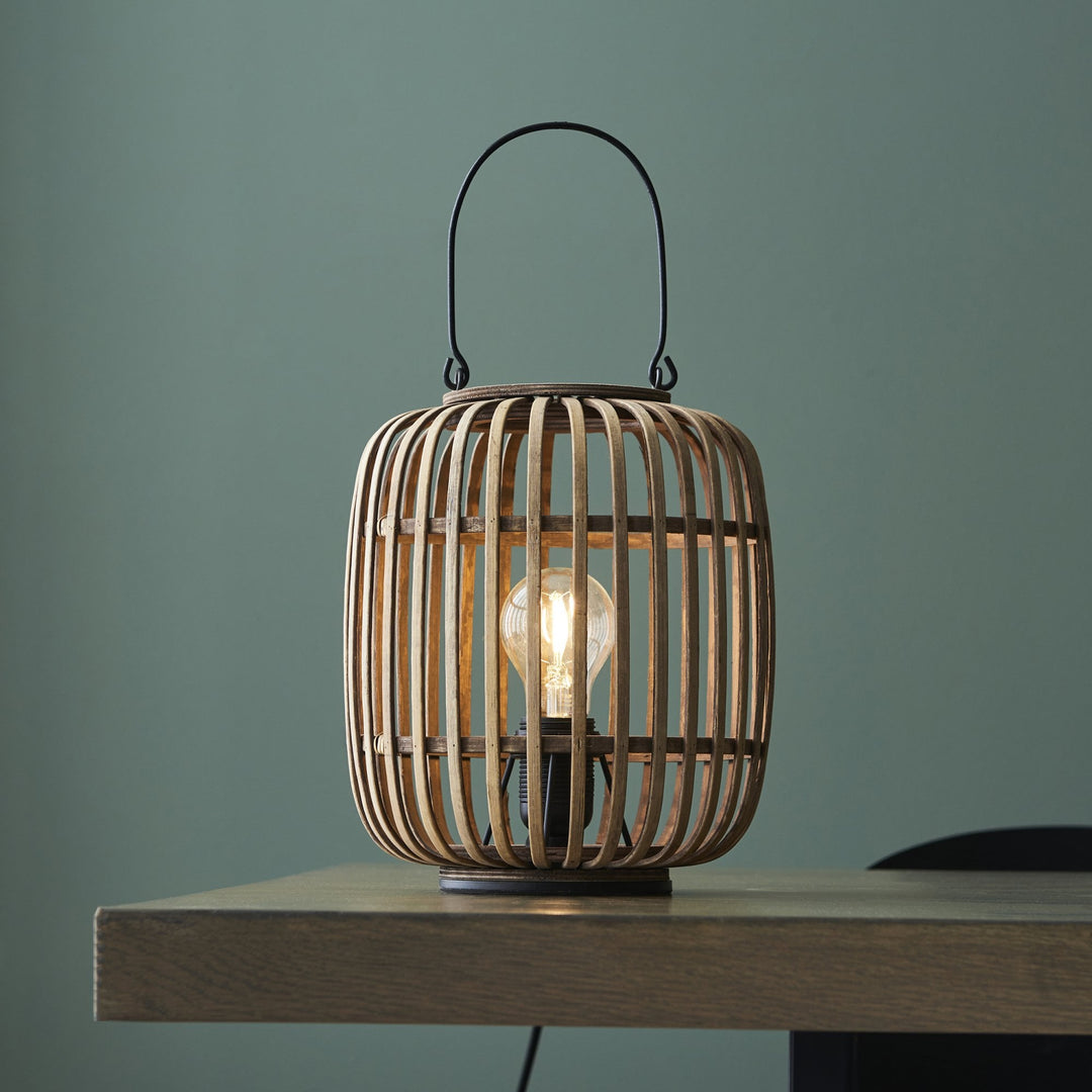 Endon 101773 Mathias 1 Light Table Lamp Natural Bamboo, Plywood & Matt Black Paint