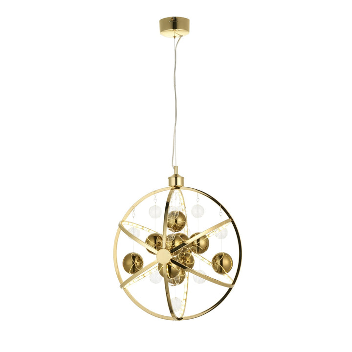 Endon 102608 Muni 1 Light Pendant Gold Effect Plate With Clear & Gold Glass