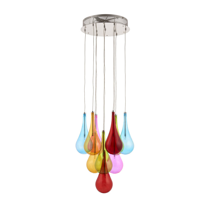 Endon NIRO-10MULTI 10 Light Ceiling Fitting With Multi-coloured Glass