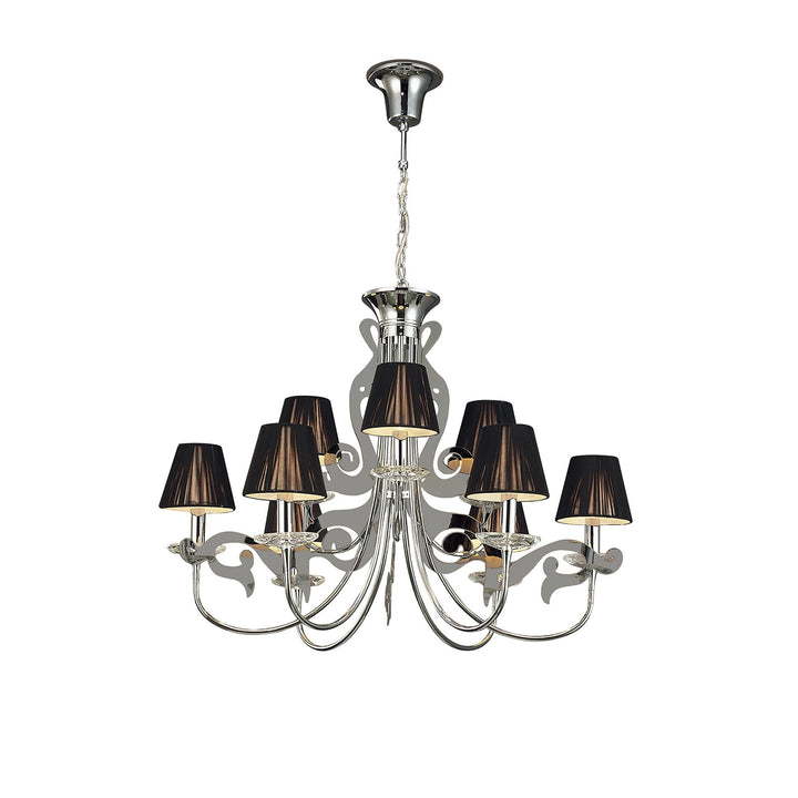 Mantra M0376 Acanto Pendant Round 9 Light E14 Polished Chrome Black Shades