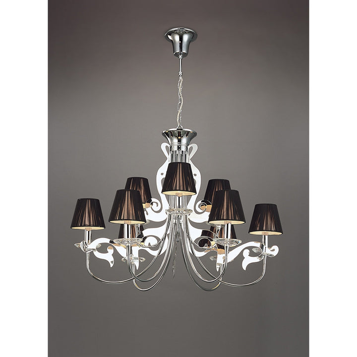 Mantra M0376 Acanto Pendant Round 9 Light E14 Polished Chrome Black Shades